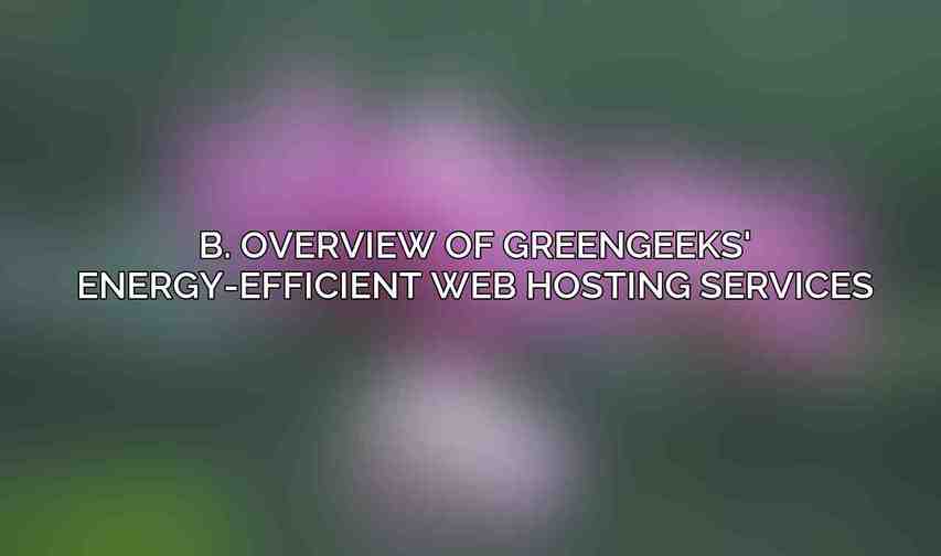 B. Overview of GreenGeeks' Energy-Efficient Web Hosting Services