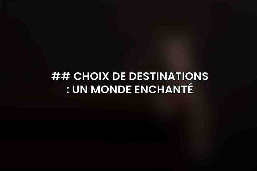 ## Choix de destinations : Un Monde Enchanté