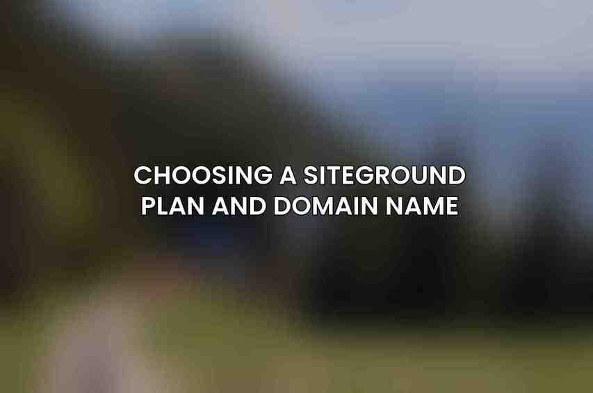 Choosing a SiteGround Plan and Domain Name
