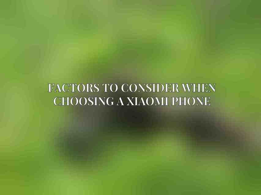Factors to Consider When Choosing a Xiaomi Phone