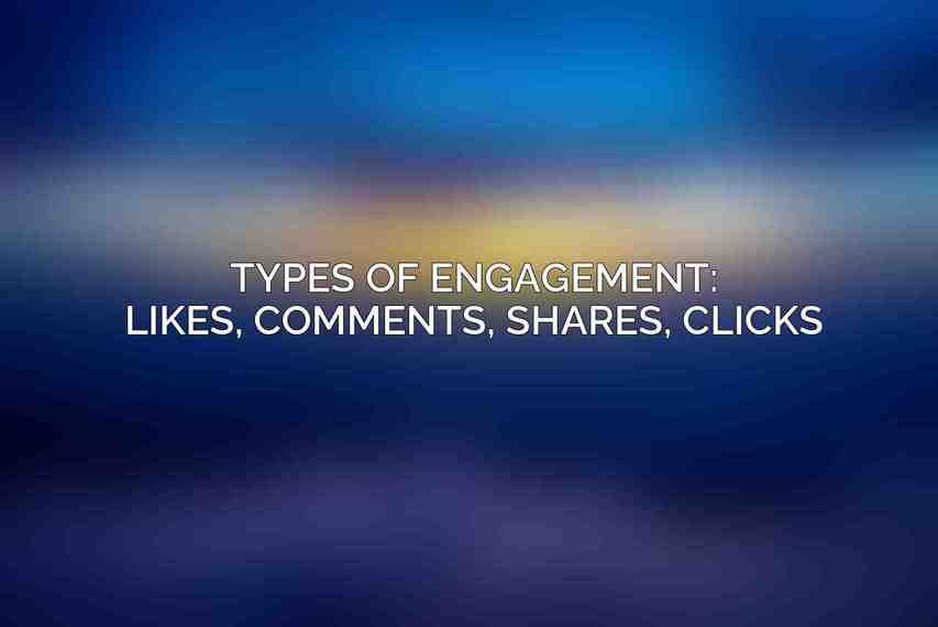 Types of engagement: likes, comments, shares, clicks