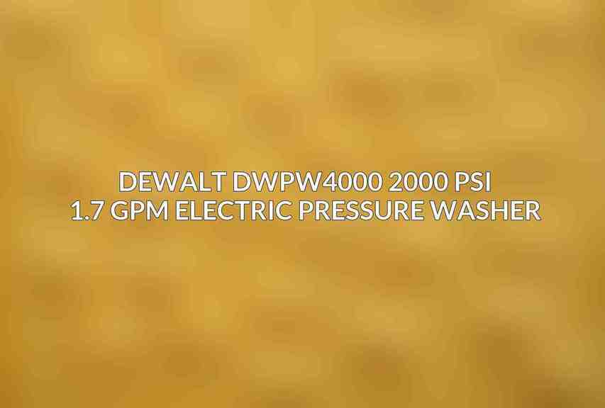 DEWALT DWPW4000 2000 PSI 1.7 GPM Electric Pressure Washer