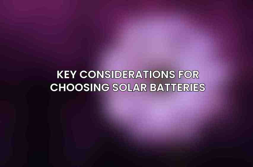 Key Considerations for Choosing Solar Batteries: